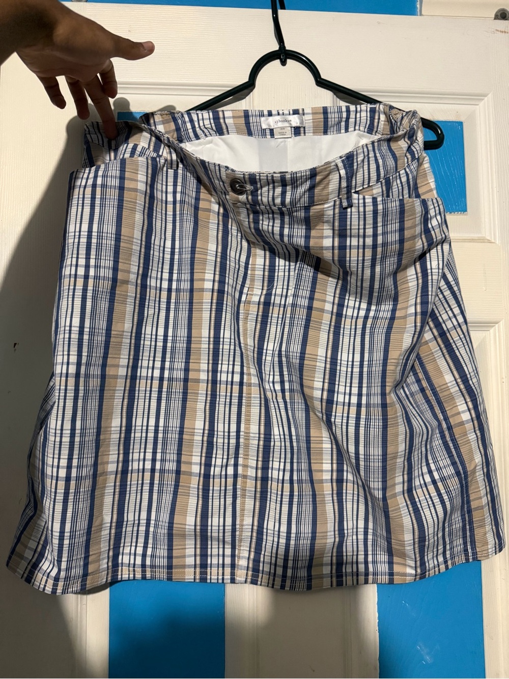 CJ Banks Plaid Skort - Blue & Tan 18W